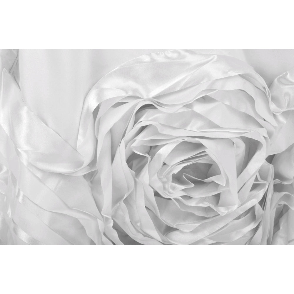 Large Rosette Flower Tablecloth 90"x132" Oblong Rectangular - White - CV Linens