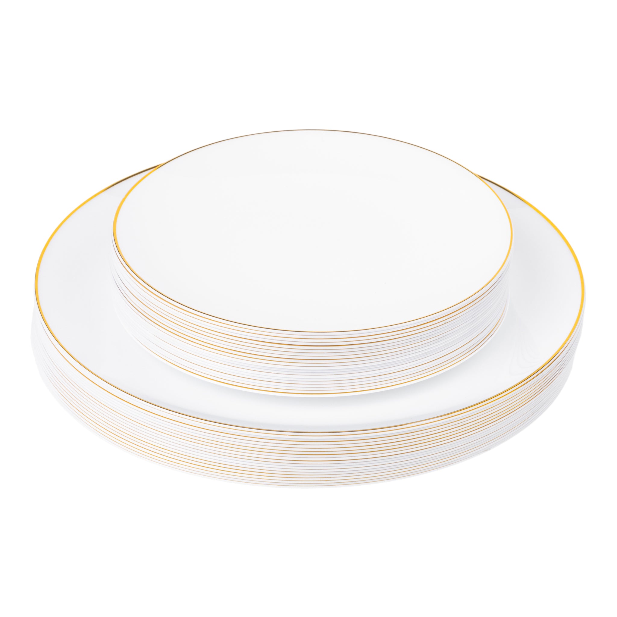 Modern Disposable Plastic Plates 40 pcs Pack - White Gold-Trimmed