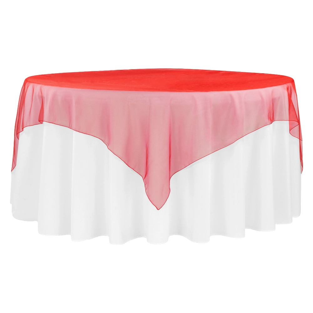 Organza 72" Square Table Overlay - Red - CV Linens