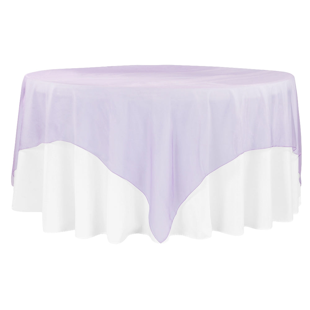 Organza 90"x90" Square Table Overlay - Lavender - CV Linens
