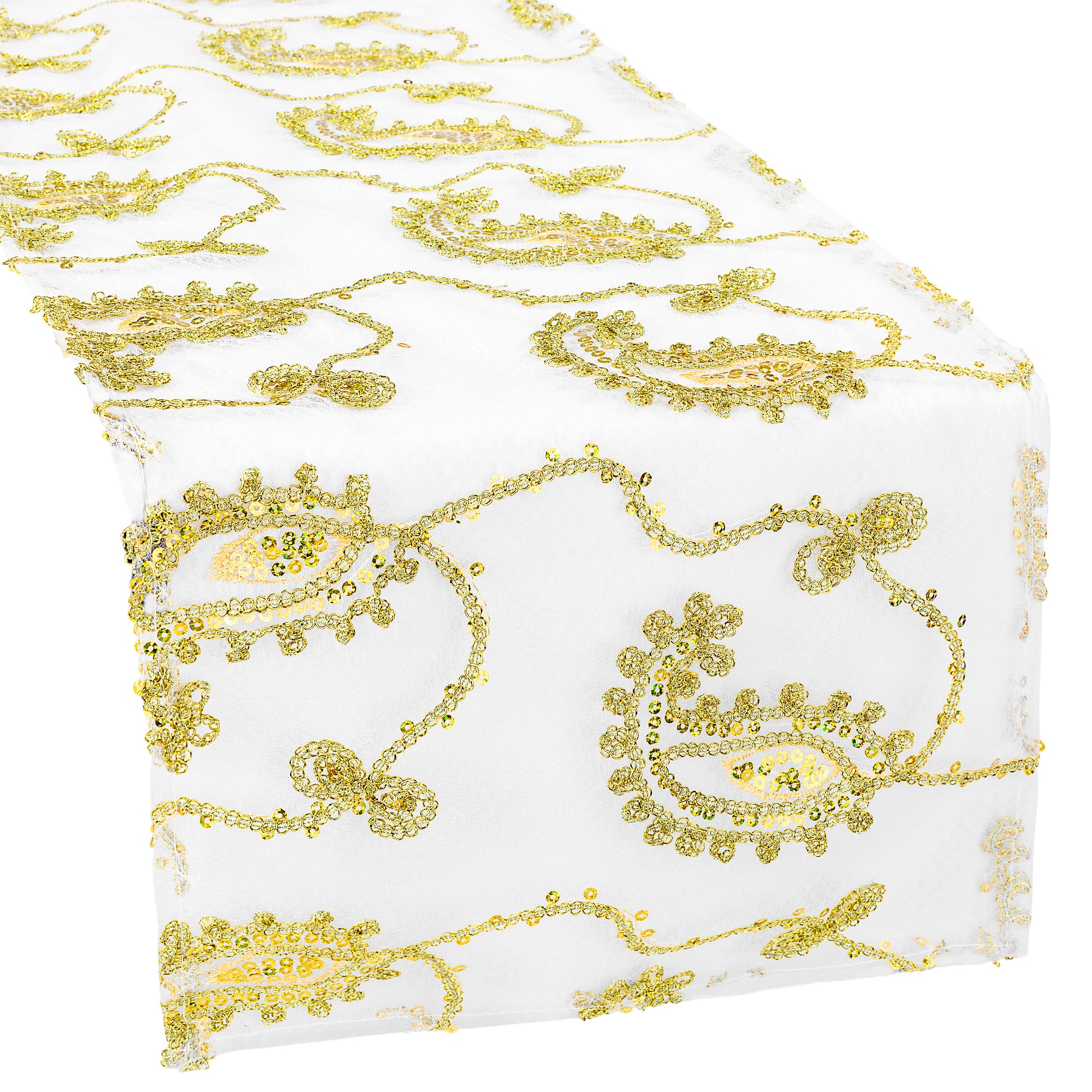 Paisley Sequin Table Runner - Gold