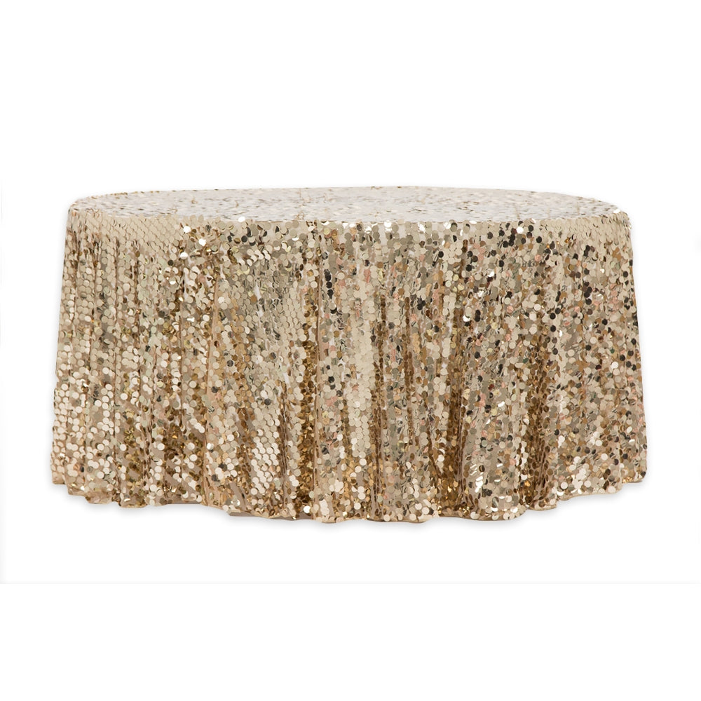 Large Payette Sequin Round 120" Tablecloth - Champagne - CV Linens
