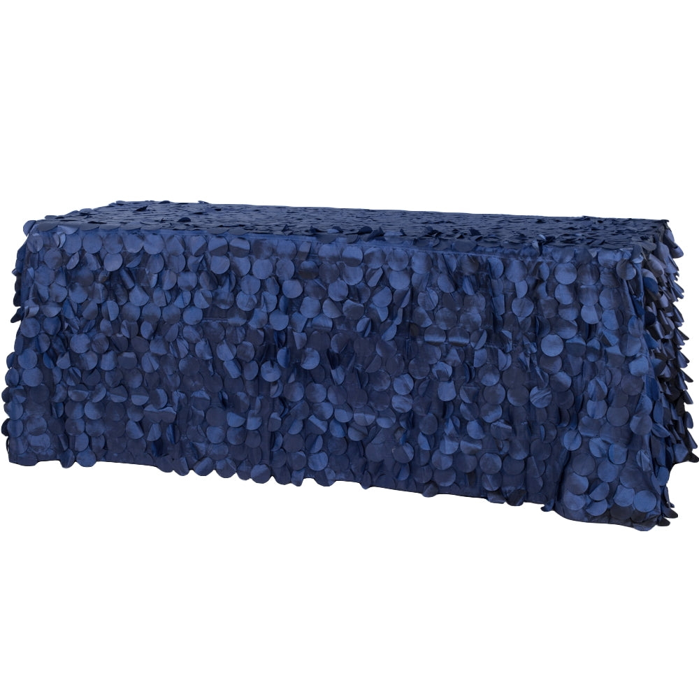 90"x156" Petal Circle Taffeta Rectangular Tablecloth - Navy Blue - CV Linens