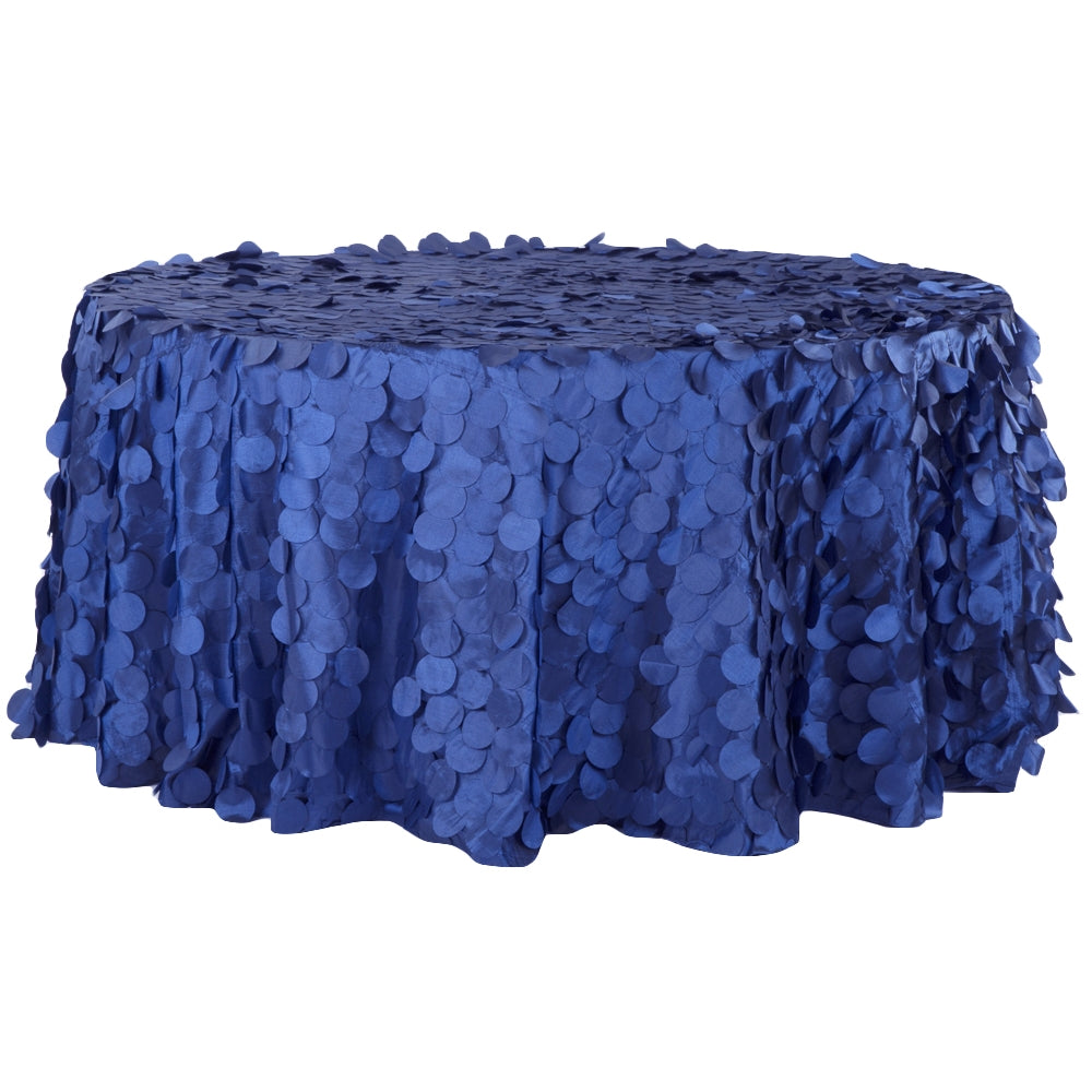 Petal Circle Taffeta Round 120" Tablecloth - Royal Blue - CV Linens