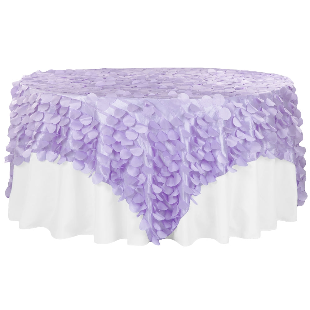 Petal Circle Taffeta 90"x90" Square Table Overlay - Lavender - CV Linens