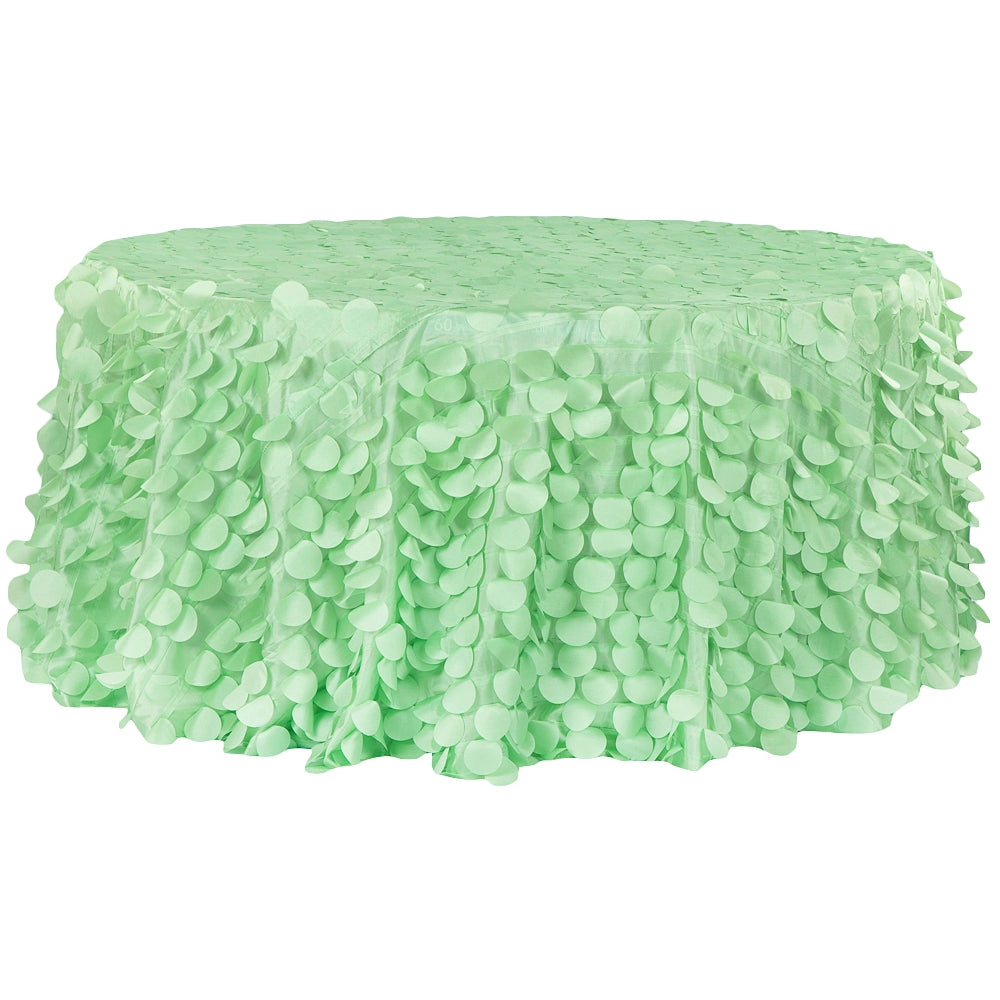 Petal Circle Taffeta Round 120" Tablecloth - Mint Green - CV Linens