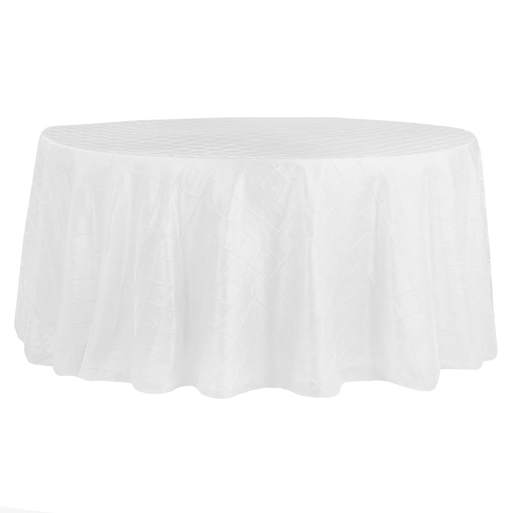 Pintuck 132" Round Tablecloth - White - CV Linens