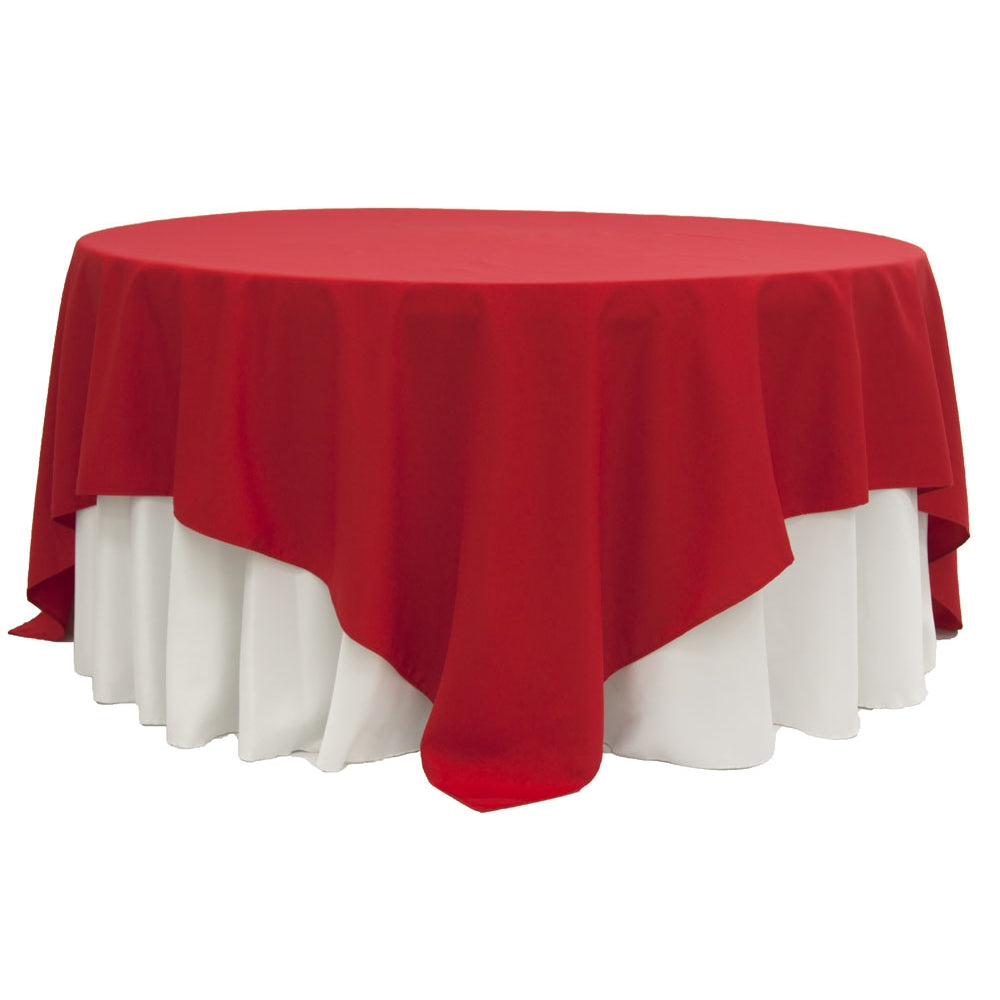 Polyester Square 90"x90" Overlay/Tablecloth - Red - CV Linens