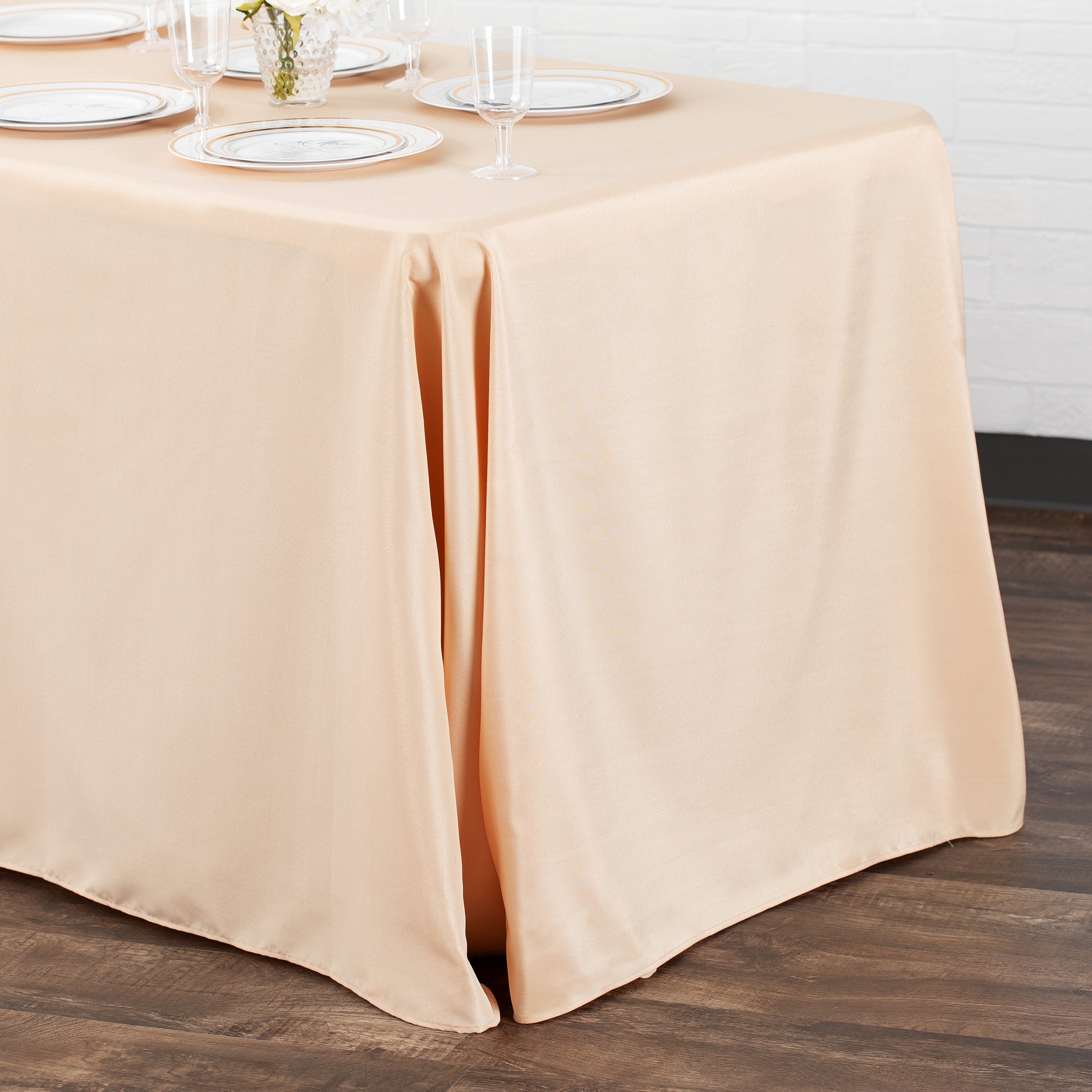 90"x156" Rectangular Oblong Polyester Tablecloth - Champagne - CV Linens