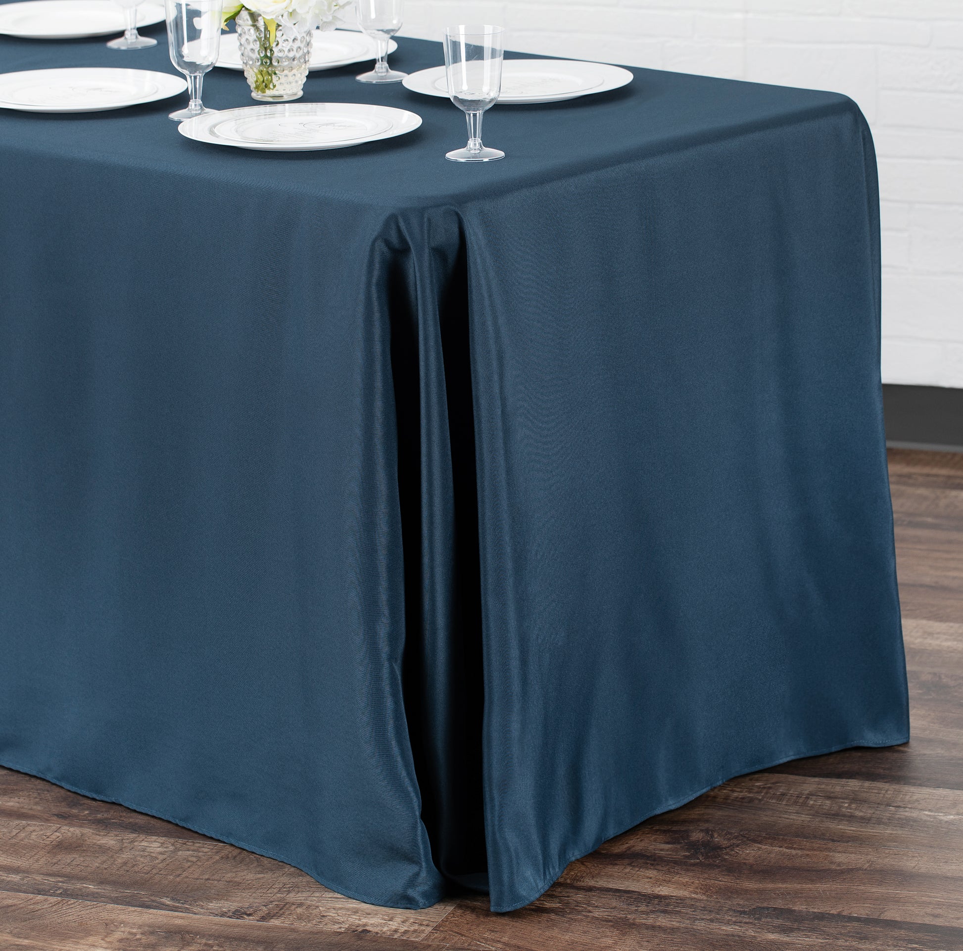 90"x132" Rectangular Oblong Polyester Tablecloth - Navy Blue - CV Linens