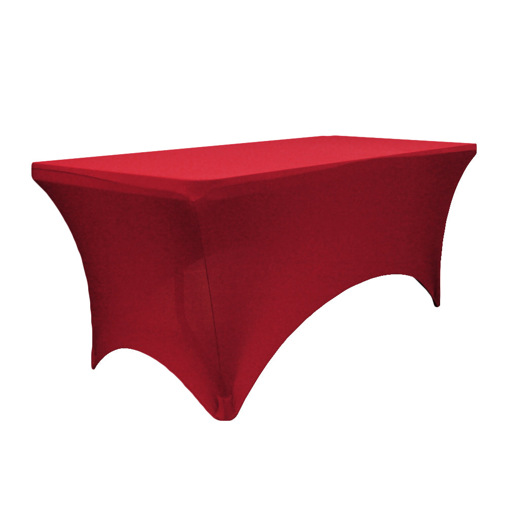 Rectangular 6 FT Spandex Table Cover - Apple Red - CV Linens