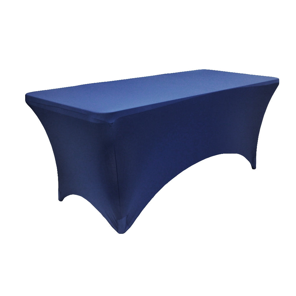 Rectangular 6 FT Spandex Table Cover - Navy Blue - CV Linens