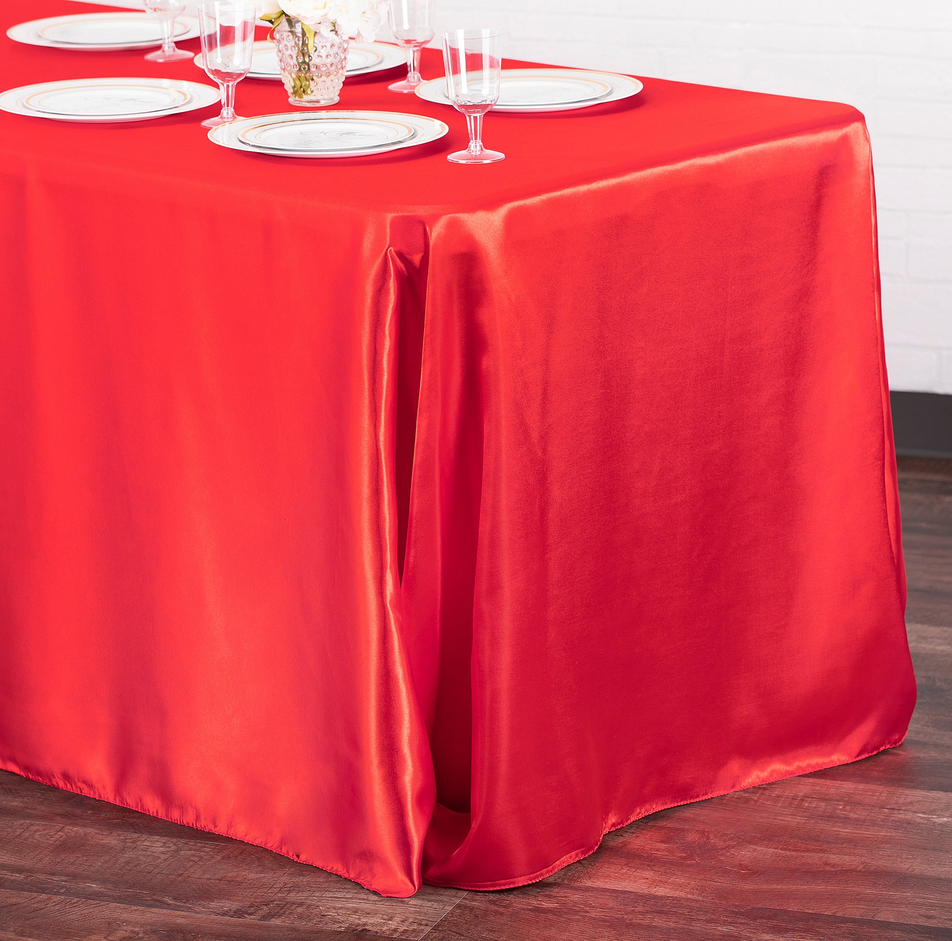 90"x156" Rectangular Satin Tablecloth - Red