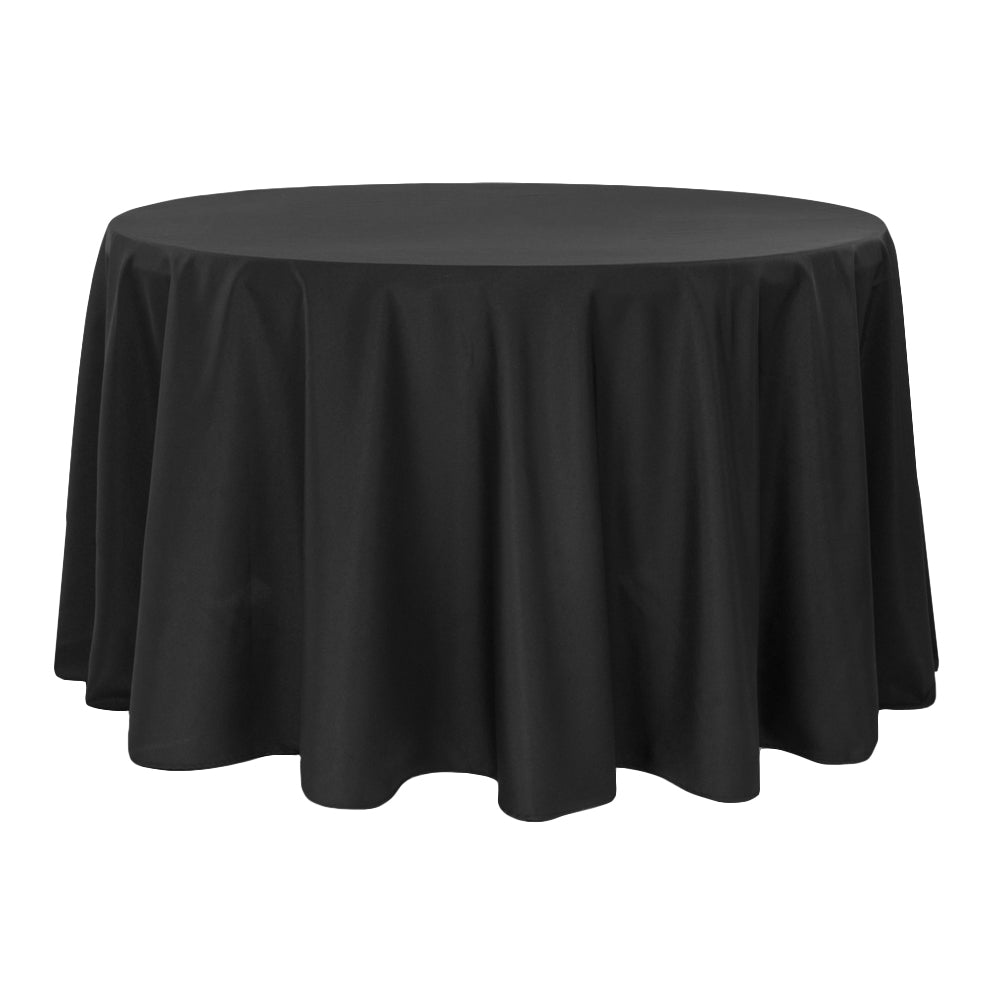 Round Polyester 132" Tablecloth - Black - CV Linens