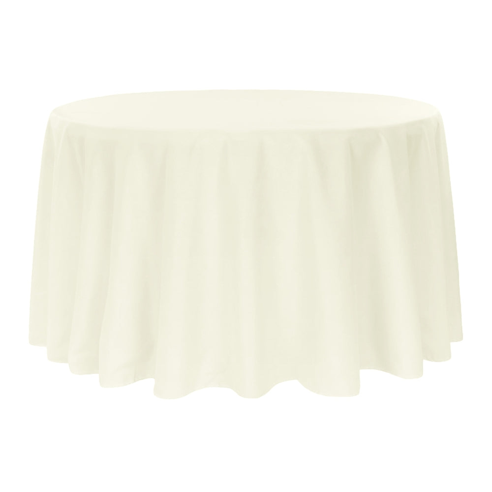 Polyester 108" Round Tablecloth - Light Ivory/Off White - CV Linens