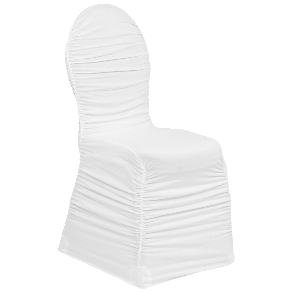 Ruched Fashion Spandex Banquet Chair Cover - White– CV Linens
