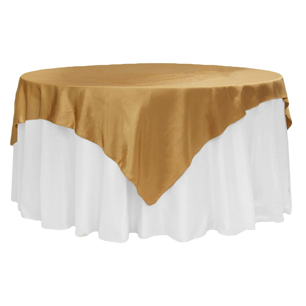 Square 72" Satin Table Overlay - Gold Antique - CV Linens