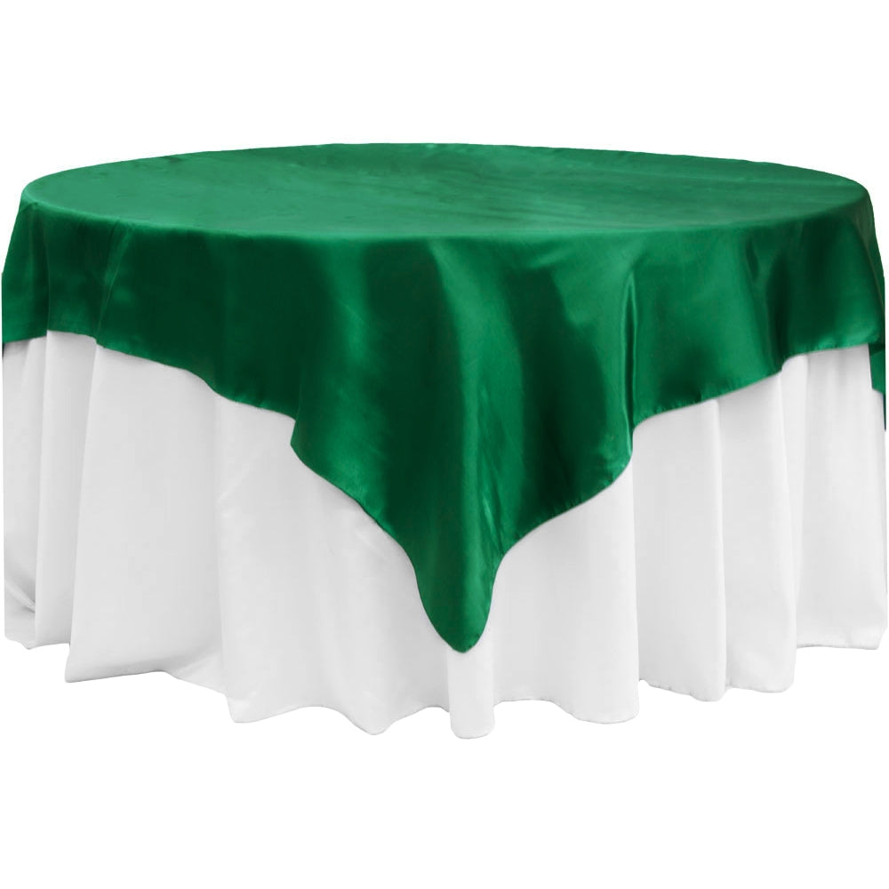 Square 72" Satin Table Overlay - Emerald Green - CV Linens