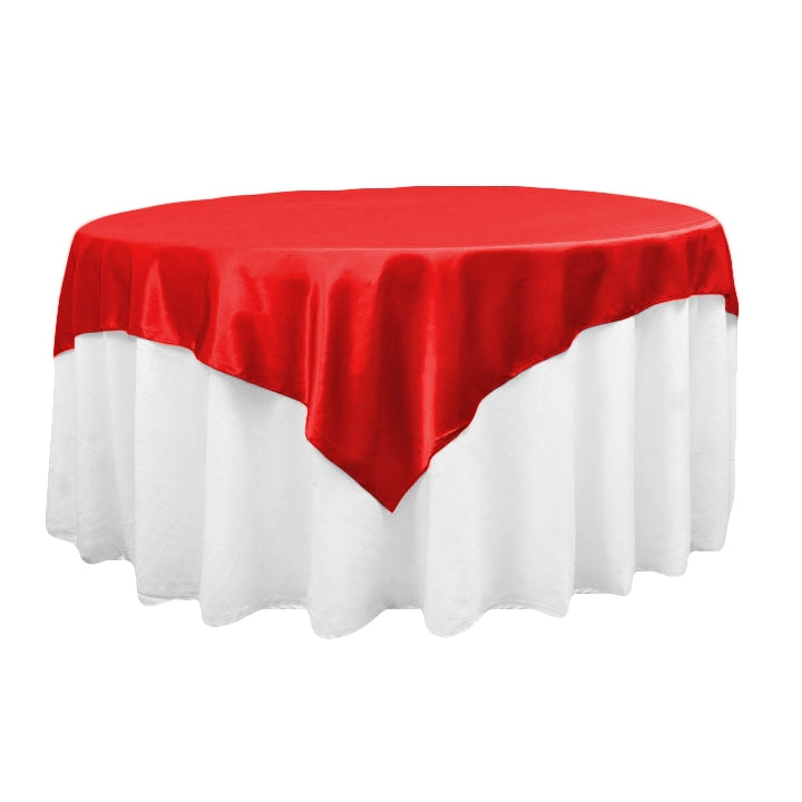 Square 72" Satin Table Overlay - Red - CV Linens