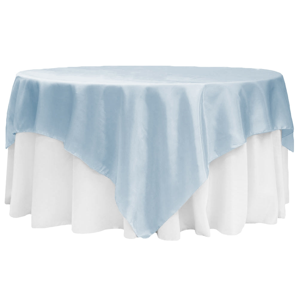 Square 90"x90" Satin Table Overlay - Baby Blue - CV Linens