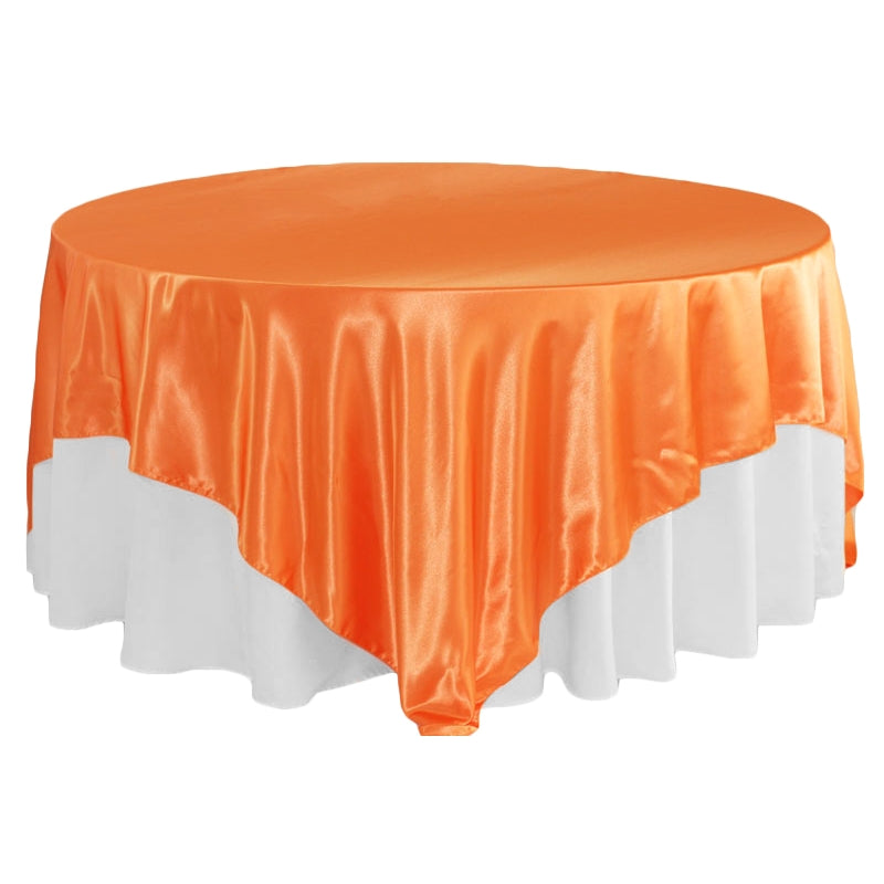 Square 90"x90" Satin Table Overlay - Orange - CV Linens