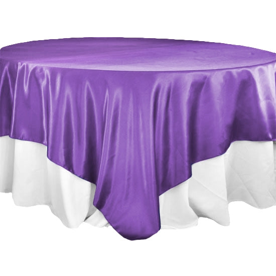 Square 90"x90" Satin Table Overlay - Purple - CV Linens