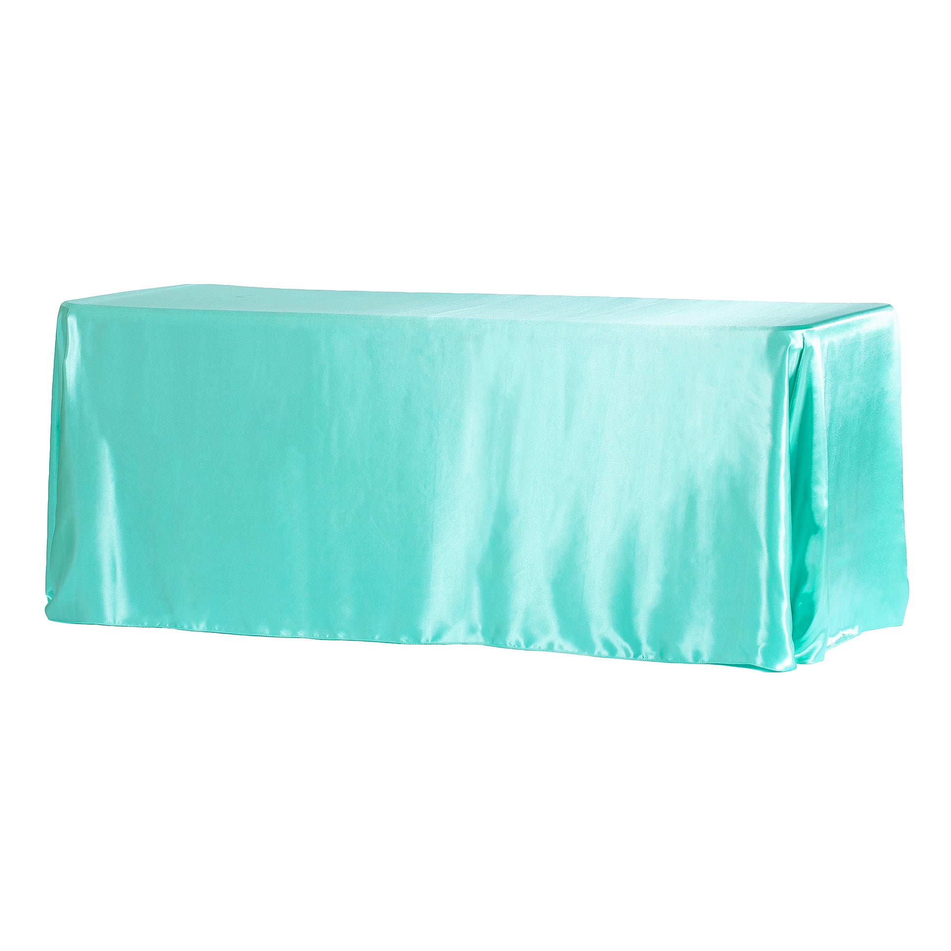 Satin Rectangular 90"x132" Tablecloth - Light Turquoise
