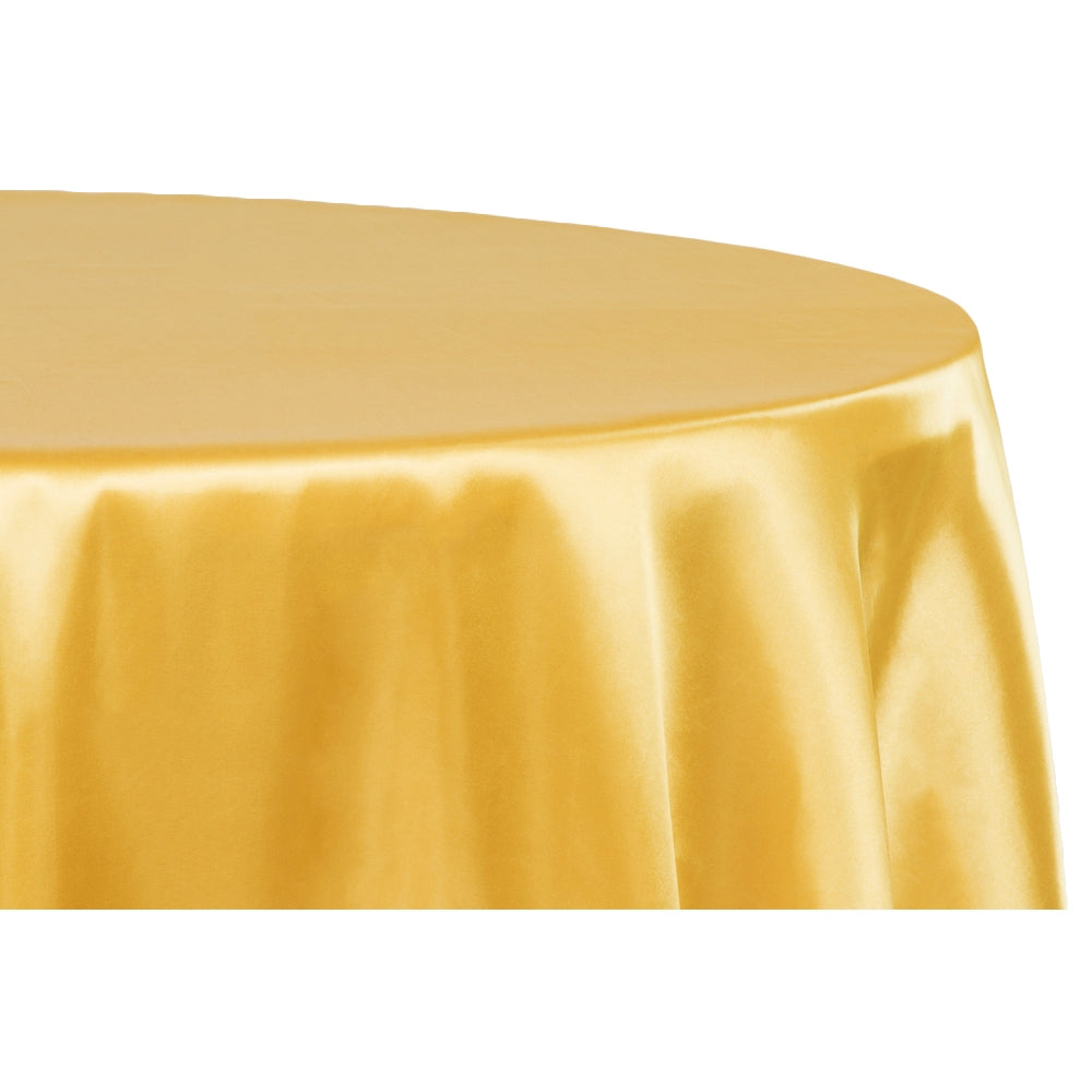 Satin 132" Round Tablecloth - Bright Gold - CV Linens