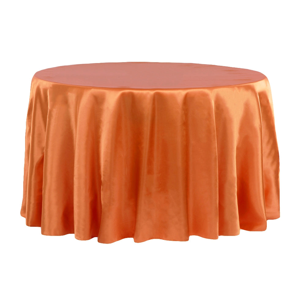 Satin 120" Round Tablecloth - Burnt Orange - CV Linens
