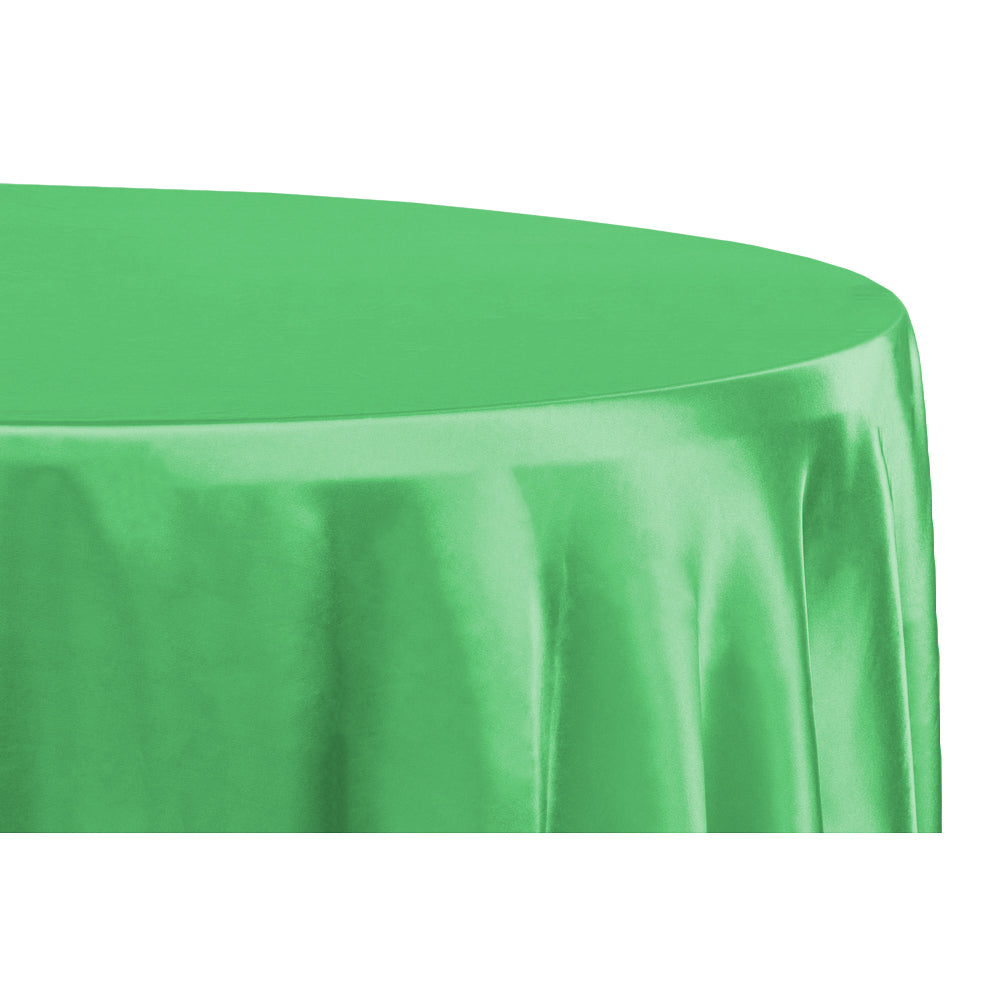 Satin 132" Round Tablecloth - Kelly Green - CV Linens