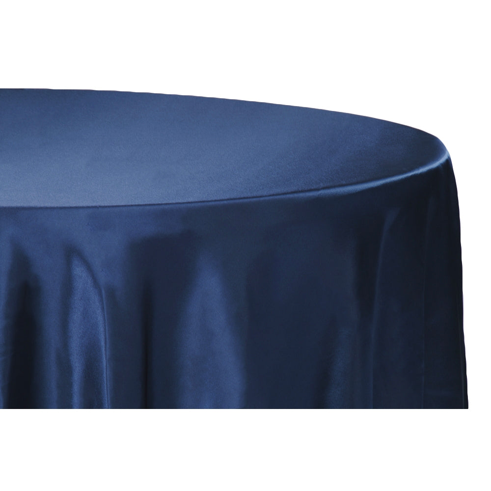 Satin 132" Round Tablecloth - Navy Blue - CV Linens