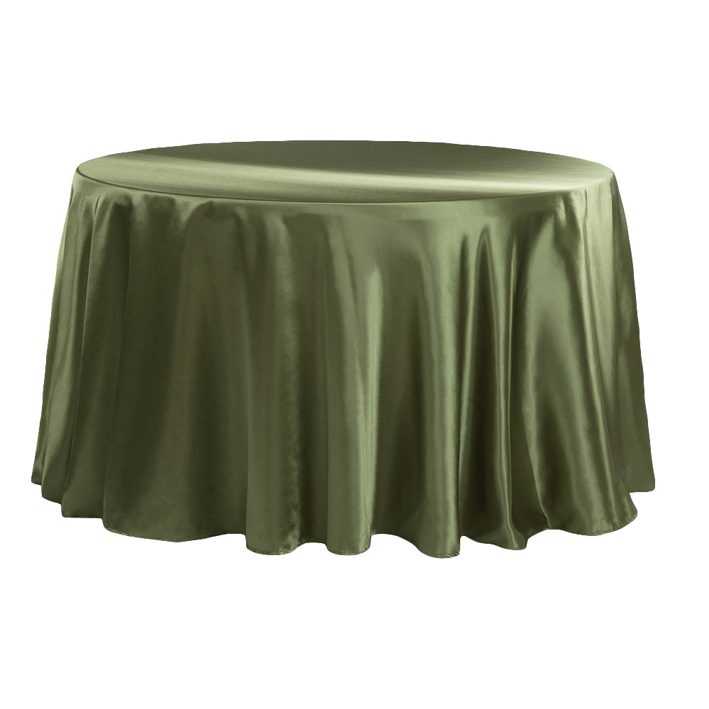 Satin 132" Round Tablecloth - Willow Green - CV Linens