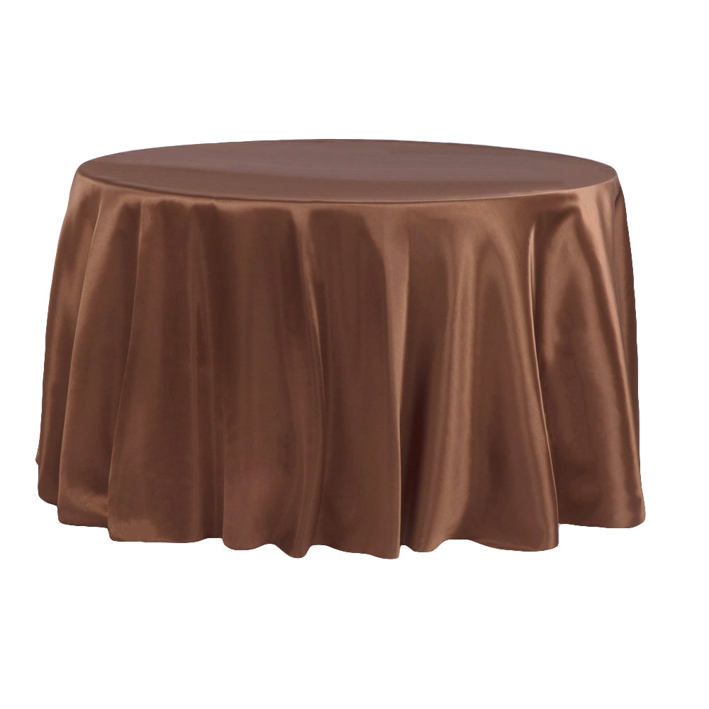 Satin 108" Round Tablecloth - Chocolate Brown - CV Linens