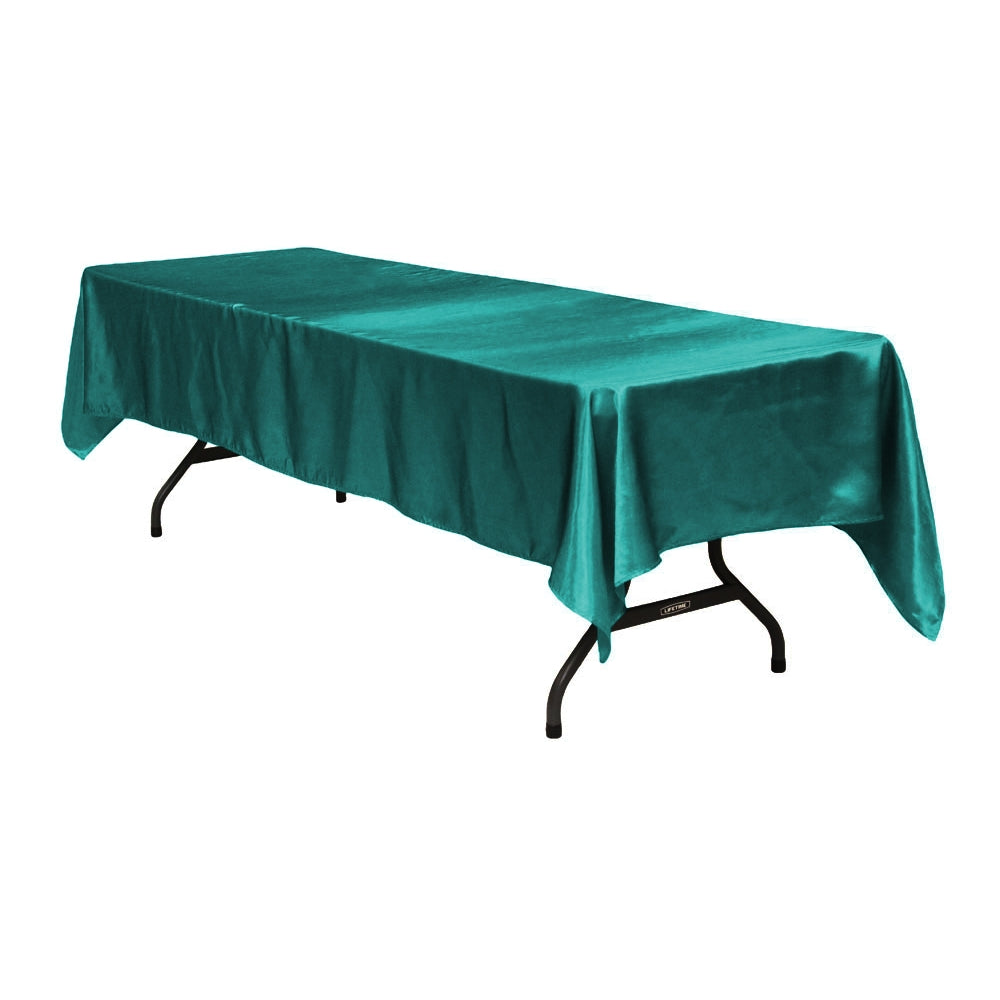 Satin Rectangular 60"x120" Tablecloth - Dark Turquoise - CV Linens