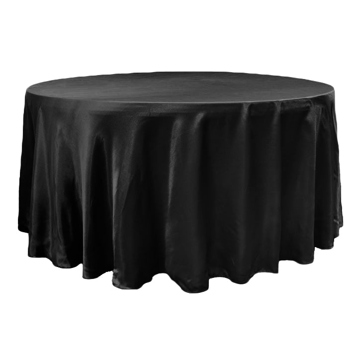 Satin 120" Round Tablecloth - Black - CV Linens
