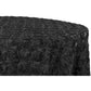 Wedding Rosette SATIN 120" Round Tablecloth - Black - CV Linens