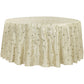 Sequin Embroidery Taffeta 132" Round Tablecloth - Champagne - CV Linens