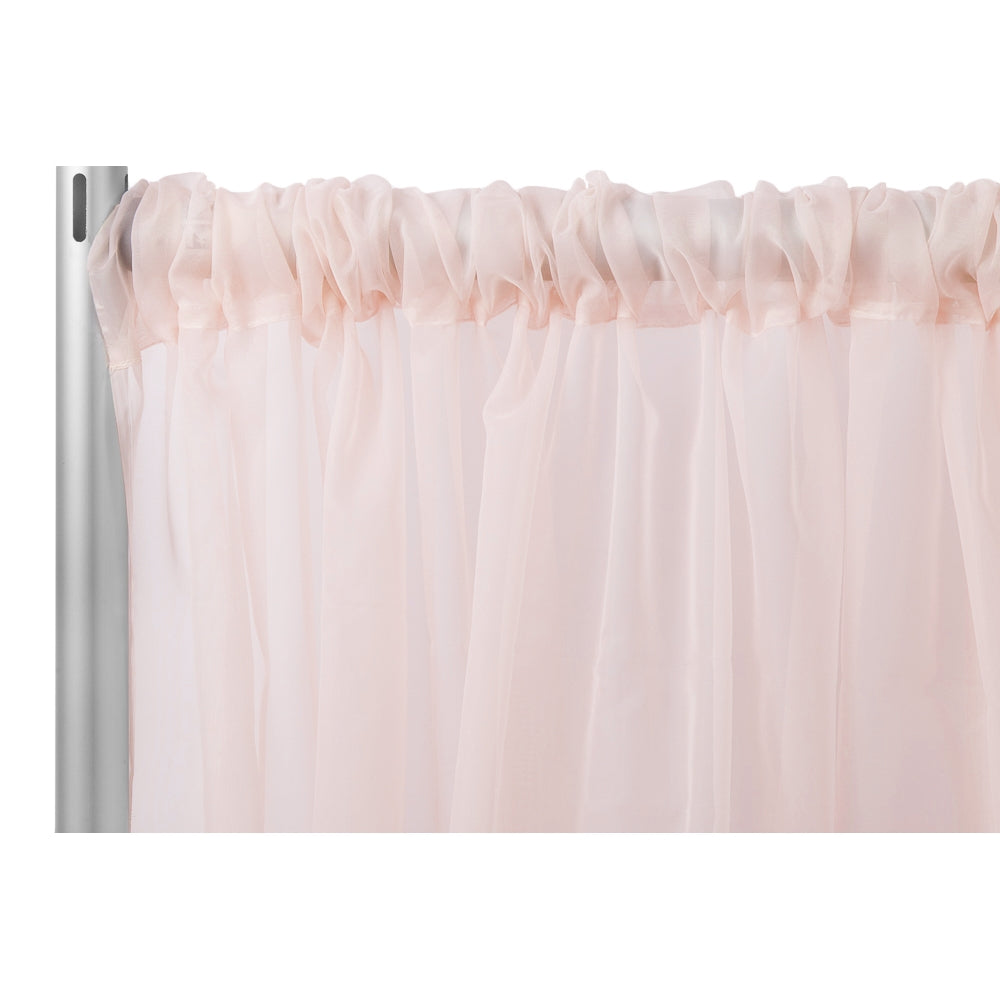 Sheer Voile Flame Retardant (FR) 10ft H x 118" W Drape/Backdrop Curtain Panel - Blush/Rose Gold - CV Linens