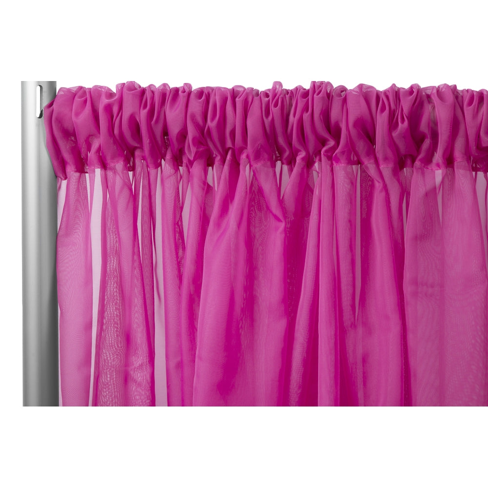 Sheer Voile Flame Retardant (FR) 10ft H x 118" W Drape/Backdrop Curtain Panel - Fuchsia - CV Linens