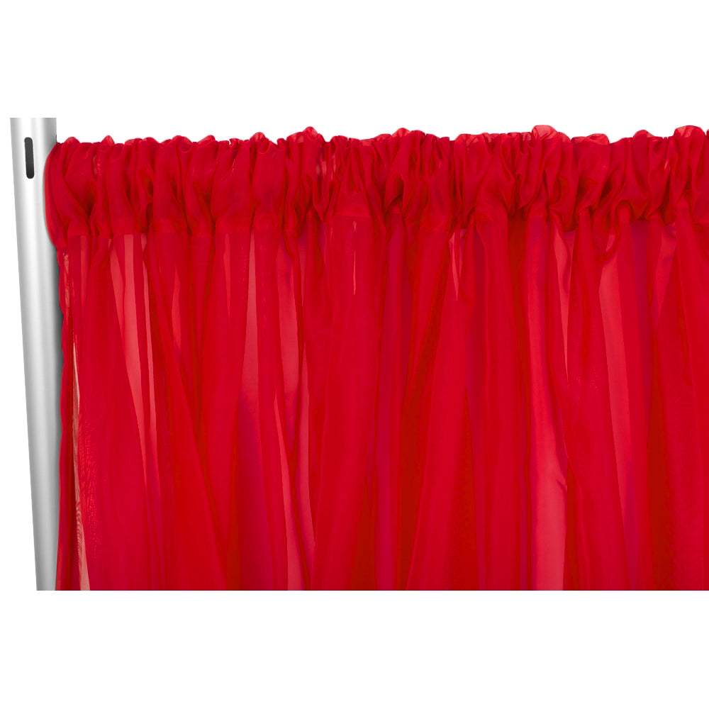 Sheer Voile Flame Retardant (FR) 10ft H x 118" W Drape/Backdrop Curtain Panel - Red - CV Linens
