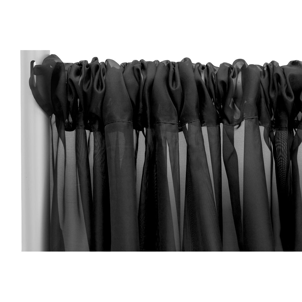 Sheer Voile Flame Retardant (FR) 12ft H x 118" W Drape/Backdrop Curtain Panel - Black - CV Linens