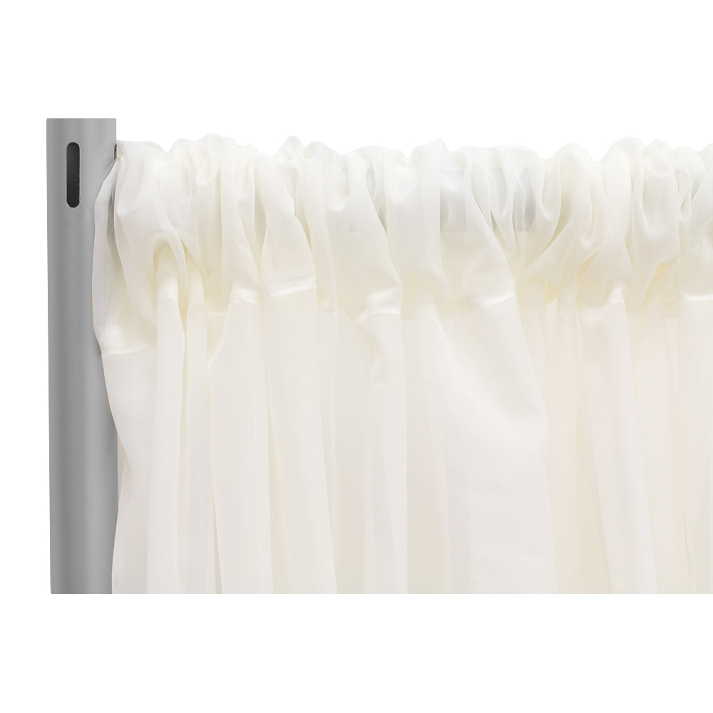 Sheer Voile Flame Retardant (FR) 8ft H x 118" W Drape/Backdrop Curtain Panel - Ivory - CV Linens