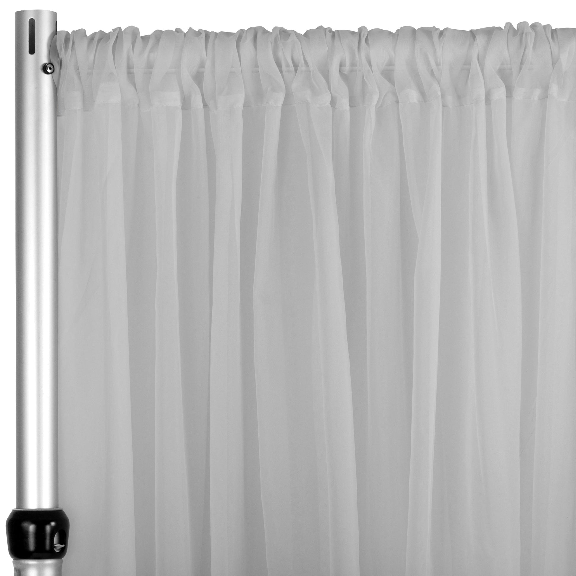 Sheer Voile Flame Retardant (FR) 12ft H x 118" W Drape/Backdrop Curtain Panel - Silver - CV Linens