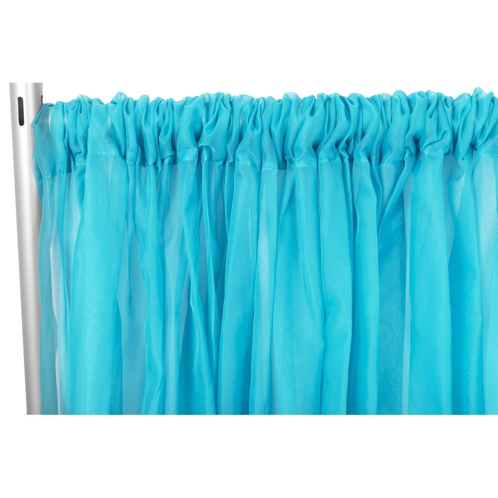 Sheer Voile Flame Retardant (FR) 12ft H x 118" W Drape/Backdrop Curtain Panel - Aqua Blue - CV Linens