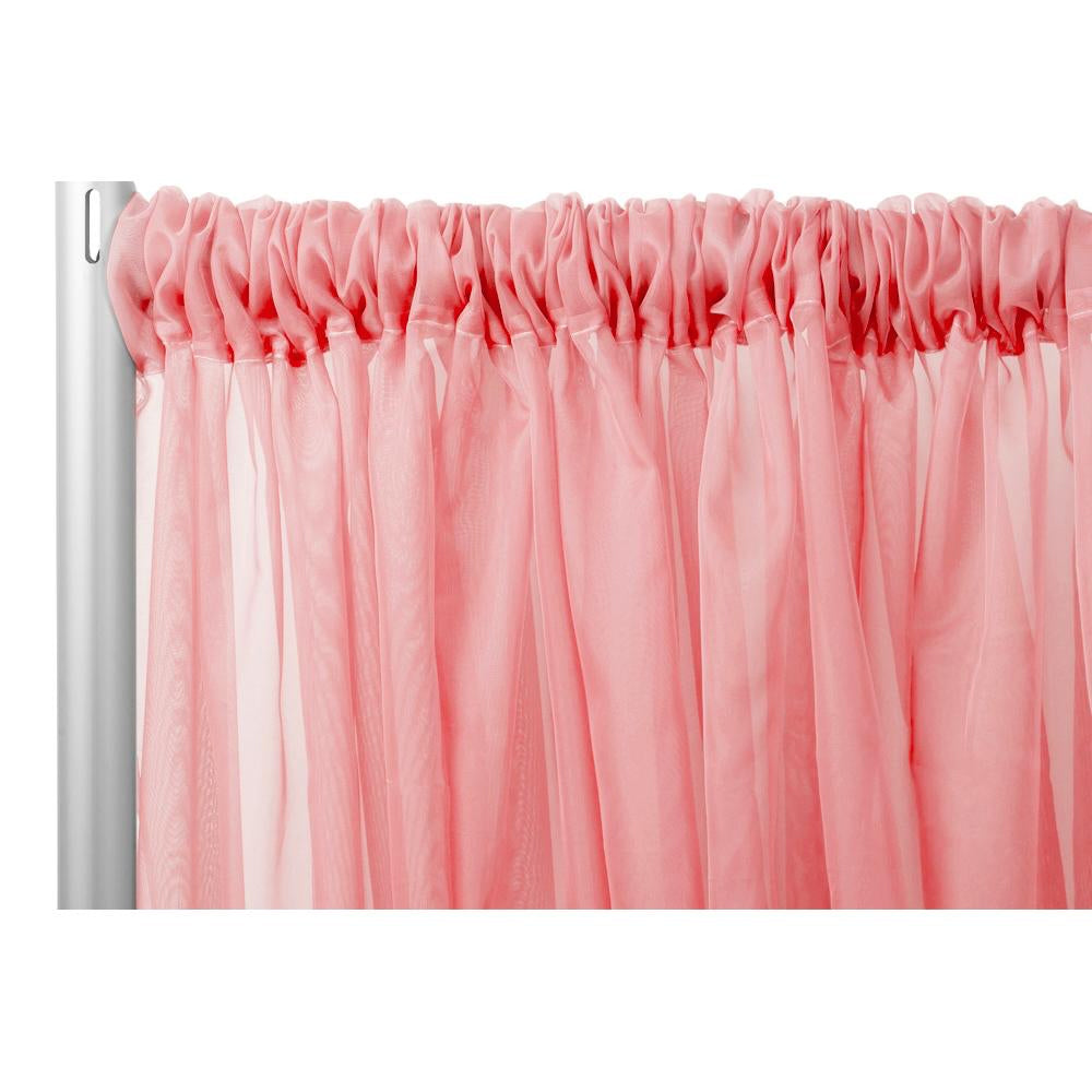 Sheer Voile Flame Retardant (FR) 8ft H x 118" W Drape/Backdrop Curtain Panel - Coral - CV Linens
