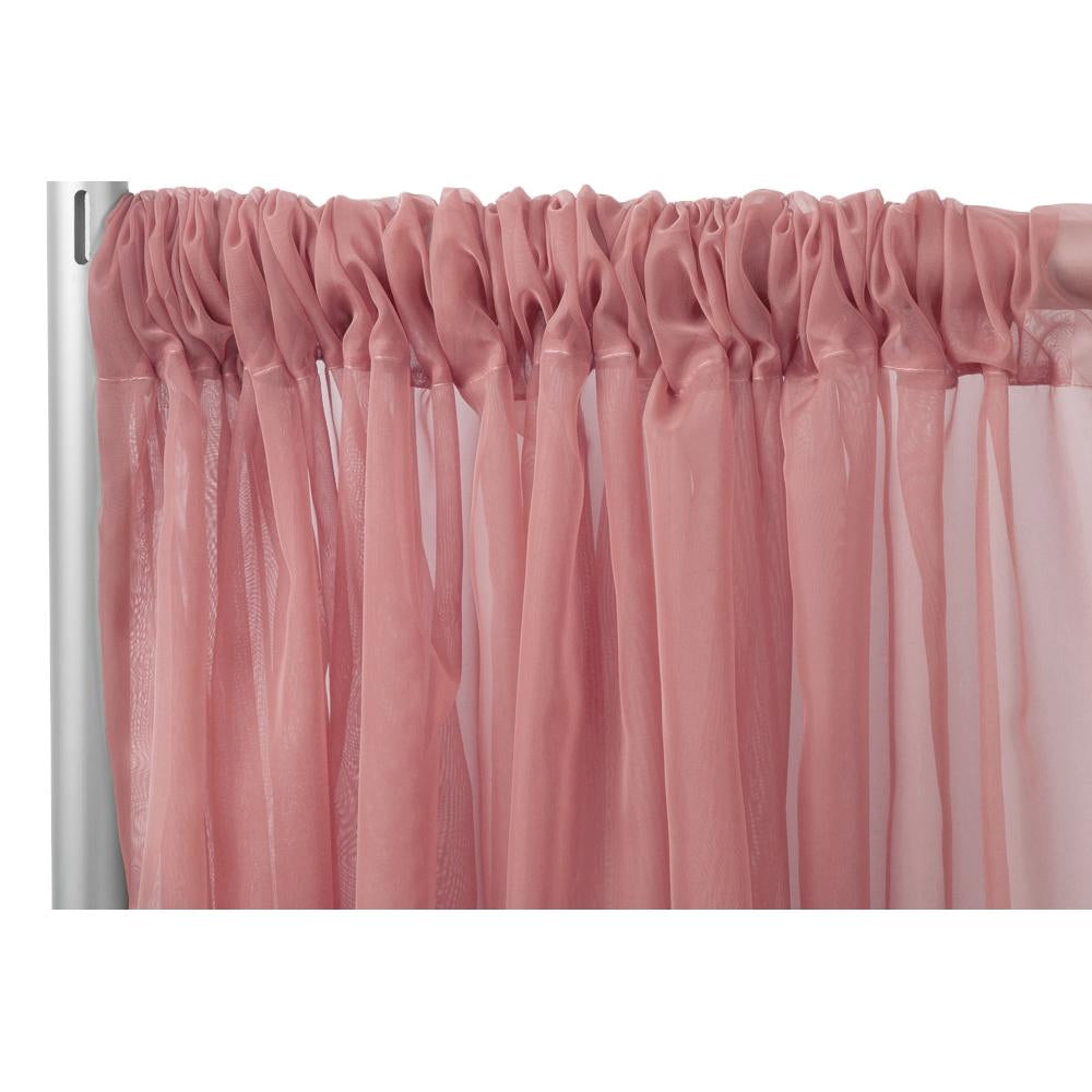 Sheer Voile Flame Retardant (FR) 10ft H x 118" W Drape/Backdrop Curtain Panel - Dusty Rose/Mauve - CV Linens