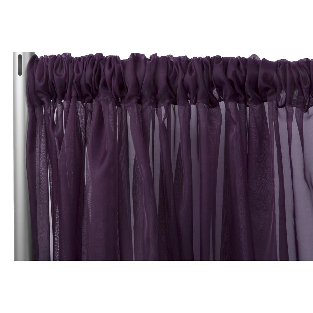 Sheer Voile Flame Retardant (FR) 8ft H x 118" W Drape/Backdrop Curtain Panel - Plum/Eggplant - CV Linens