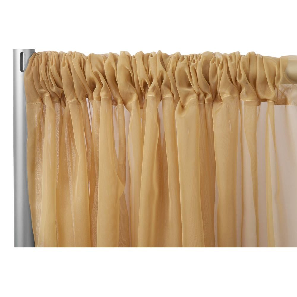 Sheer Voile Flame Retardant (FR) 12ft H x 118" W Drape/Backdrop Curtain Panel - Gold - CV Linens