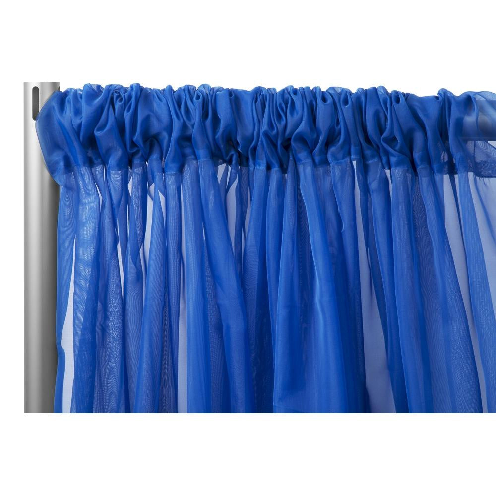 Sheer Voile Flame Retardant (FR) 10ft H x 118" W Drape/Backdrop Curtain Panel - Royal Blue - CV Linens