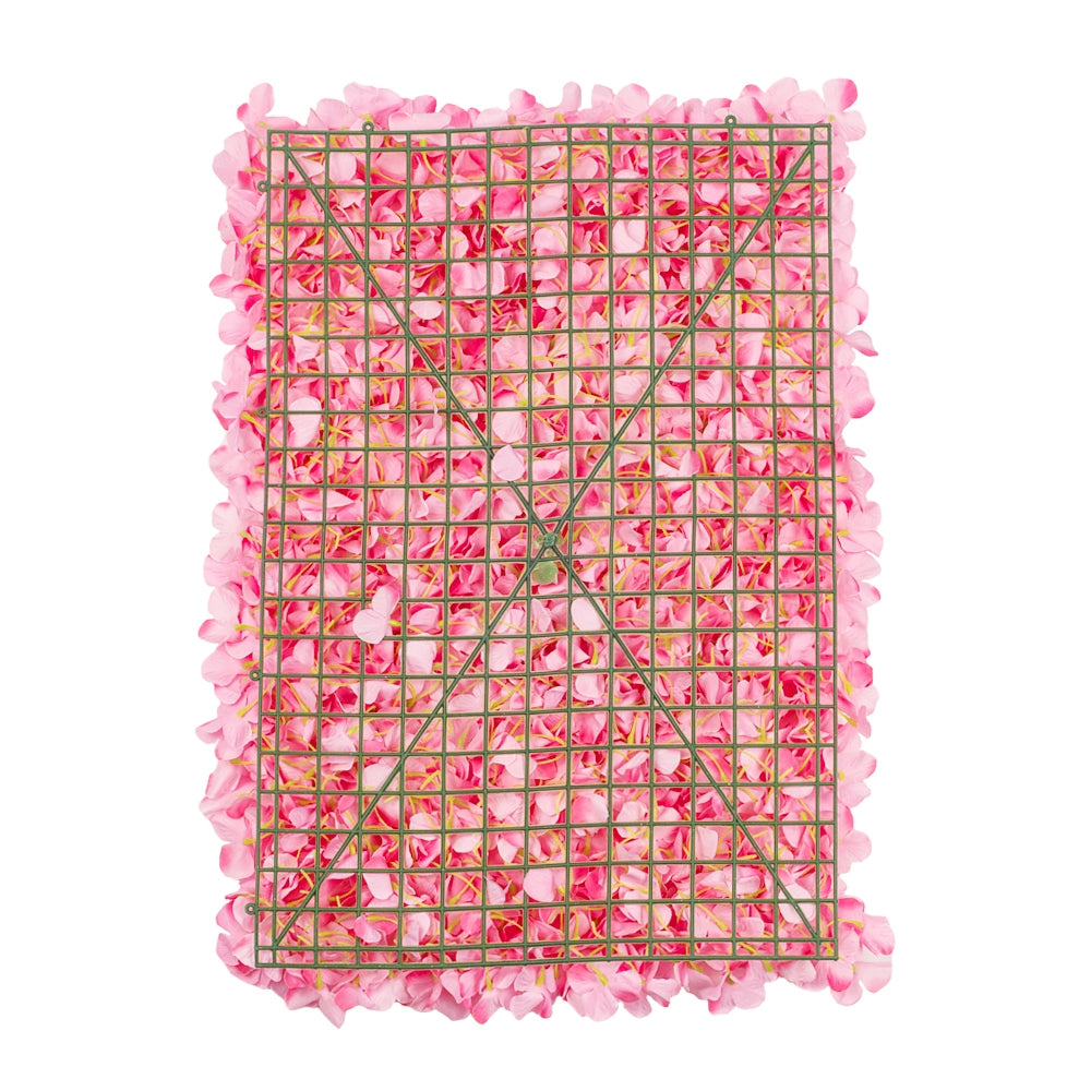 Silk Hydrangeas Flower Wall Backdrop Panel - Pink - CV Linens